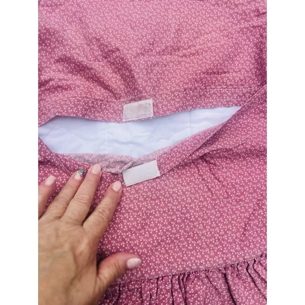 Pair 14x14” Quilt Throw Pillow Covers Shams Pink White Quilted Star Hook & Loop